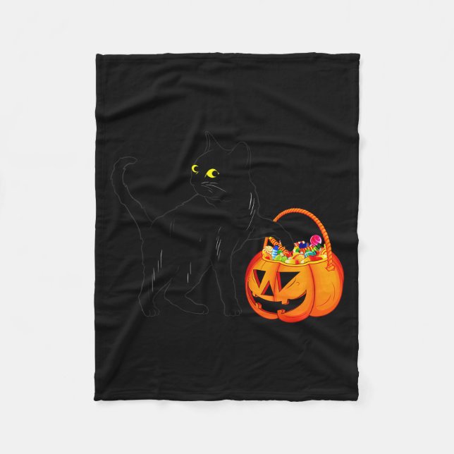 Manta Polar Black Cat Halloween Candy Pumpkin Bag Sweet Lollip (Anverso)