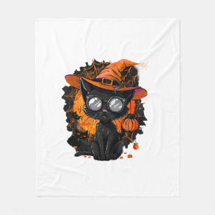 Manta Polar Black Cat Halloween Disstuve Witchcraft Spider Web