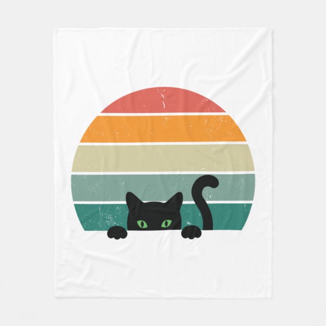 Manta Polar Black Cat Peeking Sunset Vintage 3 (Anverso)