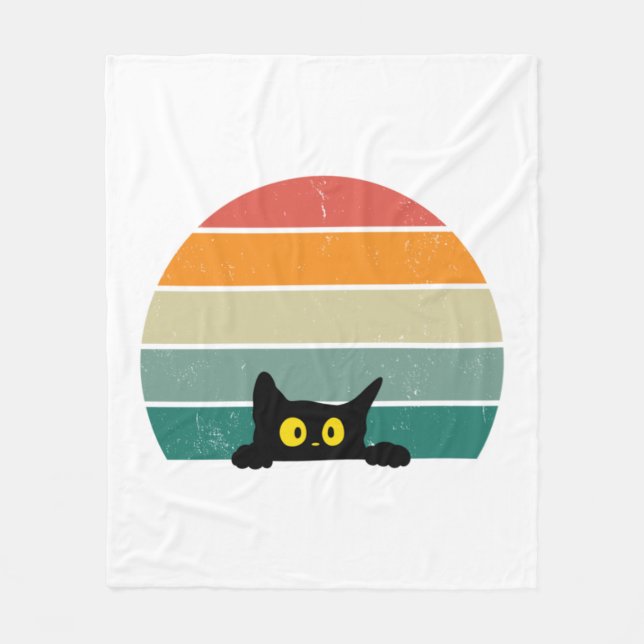 Manta Polar Black Cat Peeking Sunset Vintage 4 (Anverso)