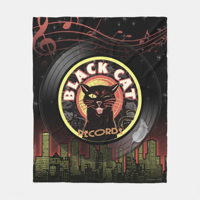 Manta Polar Black Cat Records Throw Blanket (Anverso)