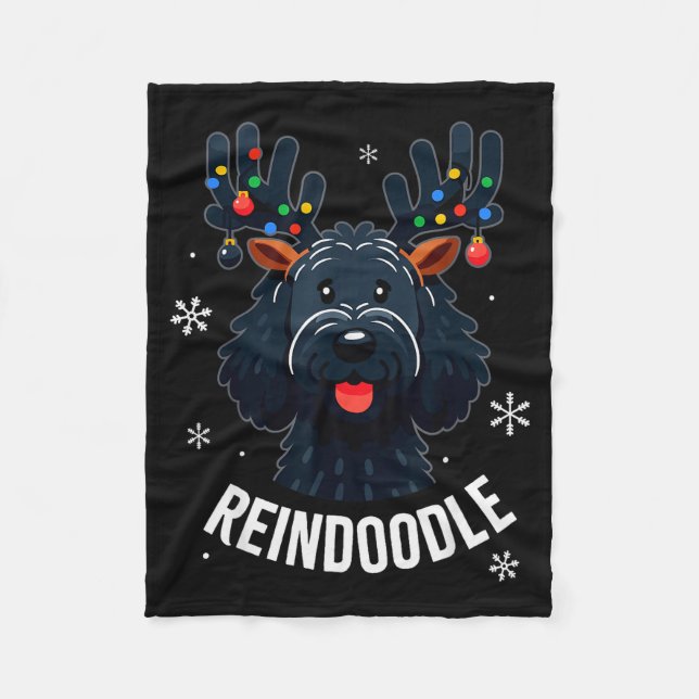 Manta Polar Black Doodle Dog Reindoodle Reindeer Doodle Christ (Anverso)