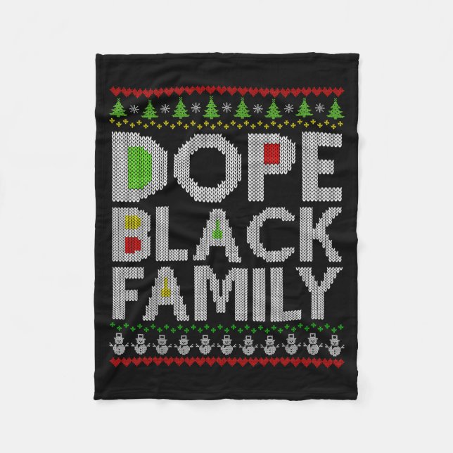 Manta Polar Black Family 2025 Afro Christmas Tree Santa Pj Mat (Anverso)