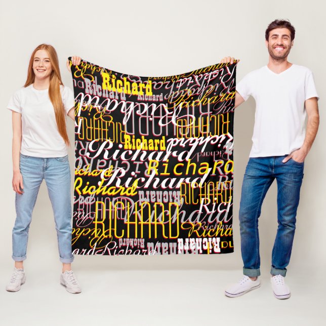 Manta Polar Black Fleece Blanket con una estética de nombre (In situ)