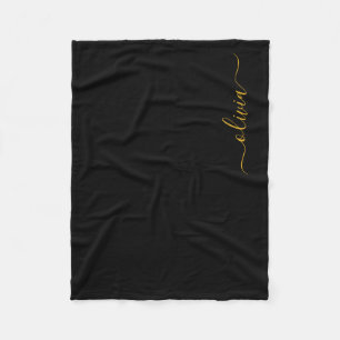 Manta Polar Black Gold Girly Monograma Nombre moderno
