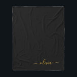 Manta Polar Black Gold Girly Script Monograma Nombre moderno<br><div class="desc">Monograma de guion de Faux dorado y negro Añadir su propio nombre Fleece Blanket. Esto hace que el dulce perfecto cumpleaños 16,  boda,  ducha de novia,  aniversario,  ducha de bebé o fiesta de soltera sea regalo para alguien que ama el lujo glam y los estilos de moda.</div>