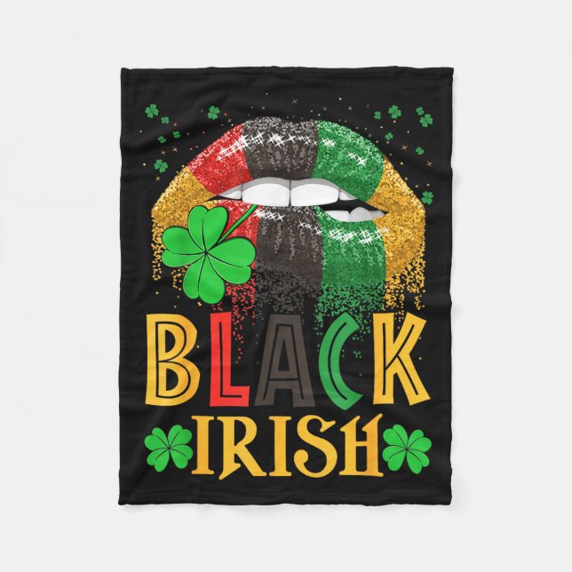 Manta Polar Black Irish Dripng Lips African American St Patric (Anverso)