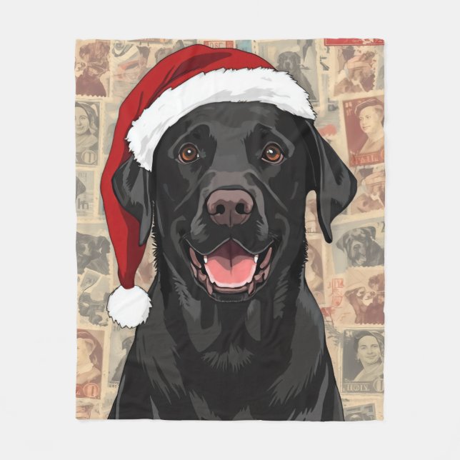 Manta Polar Black lab christmas blanket (Anverso)