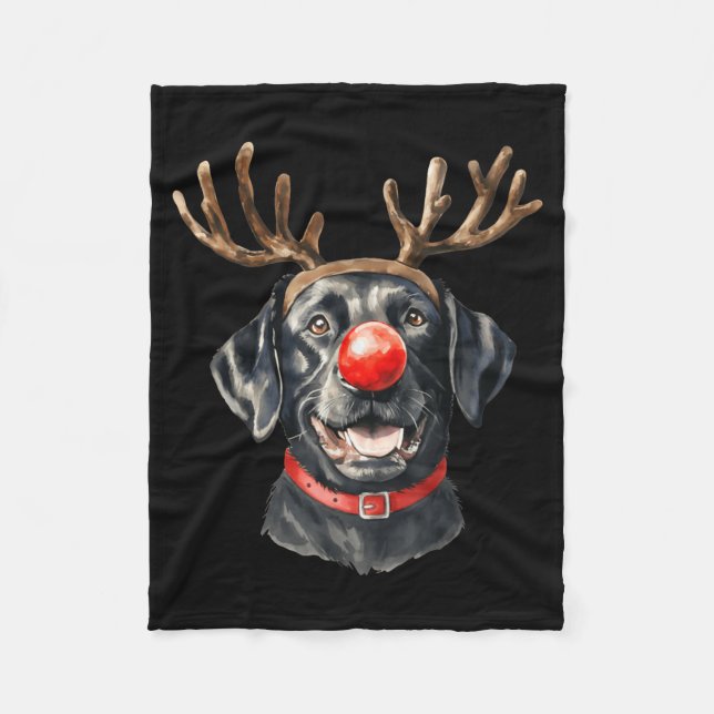 Manta Polar Black Lab Labrador Christmas Dog Reindeer Xmas Paj (Anverso)