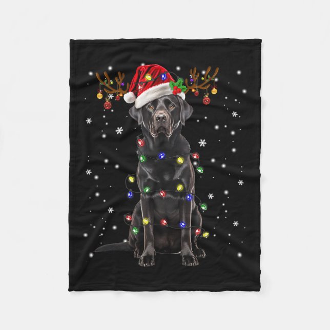 Manta Polar Black Lab Labrador Christmas Tree Reindeer Pajama (Anverso)