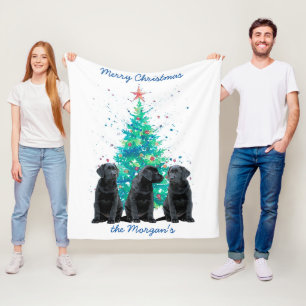 Manta Polar Black Lab Merry Christmas Cupy Labrador