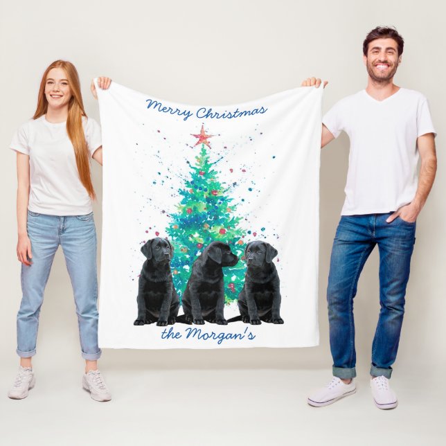 Manta Polar Black Lab Merry Christmas Cupy Labrador (In situ)