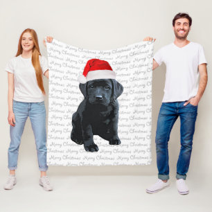 Manta Polar Black Lab Merry Christmas Dog Labrador