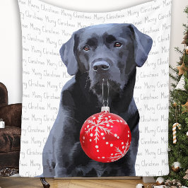 Manta Polar Black Lab Merry Christmas Labrador