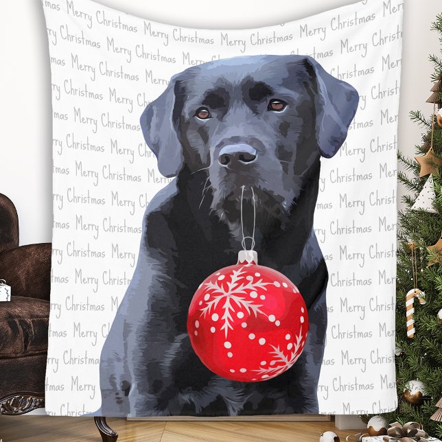 Manta Polar Black Lab Merry Christmas Labrador (Subido por el creador)