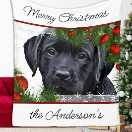 Manta Polar Black Lab Merry Christmas Puppy Labrador