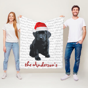 Manta Polar Black Lab Puppy - Feliz Navidad - Labrador