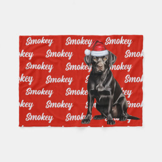 Manta Polar Black Lab Santa Dog con Navidades de nombres perso