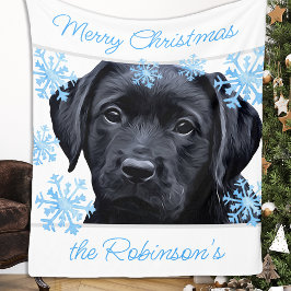 Manta Polar Black Labrador Merry Christmas