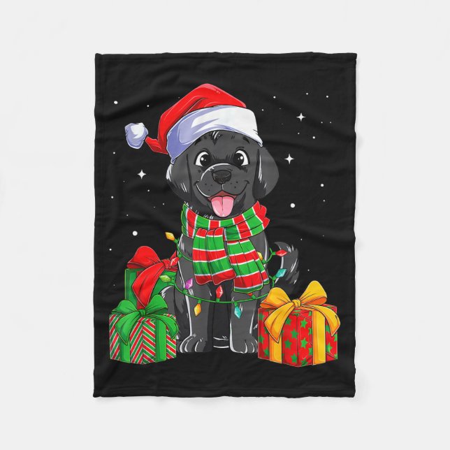 Manta Polar Black Labrador Retriever Christmas Lights Xmas Lab (Anverso)