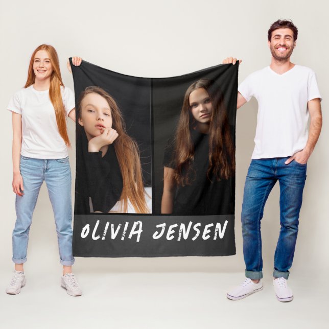 Manta Polar Black Modern 2 nombre de foto (In situ)