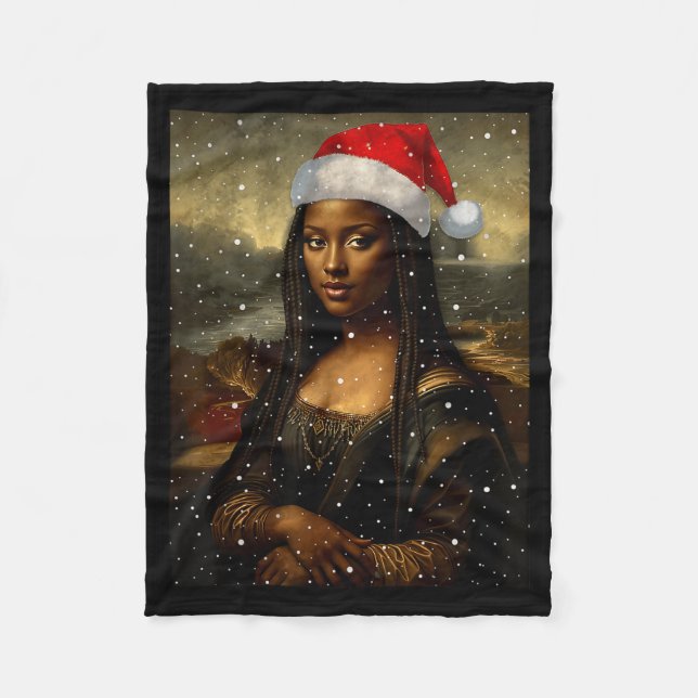 Manta Polar Black Mona Lisa African American Christmas Santa H (Anverso)