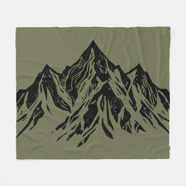 Manta Polar Black Mountain Peak | Modern Moss Green Hiking (Frente (Horizontal))
