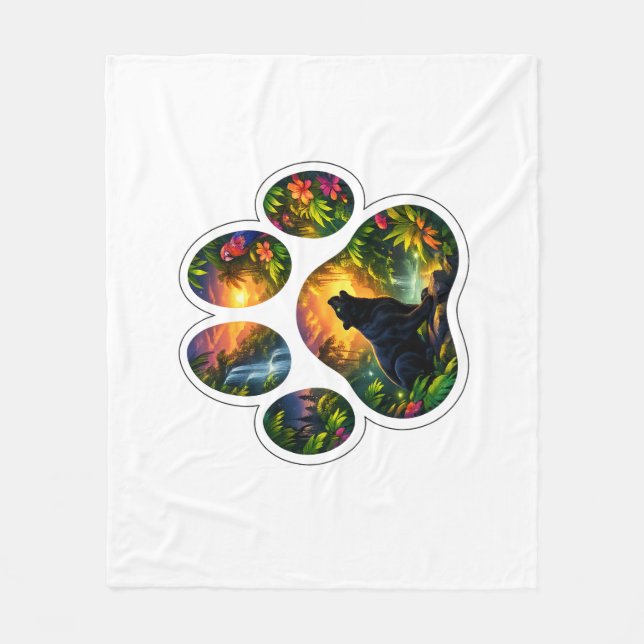Manta Polar Black Panther Jungle Paw Design (Anverso)