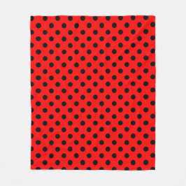 Manta Polar Black Polka Dots Pattern on Red Background