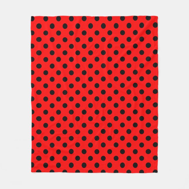 Manta Polar Black Polka Dots Pattern on Red Background (Anverso)