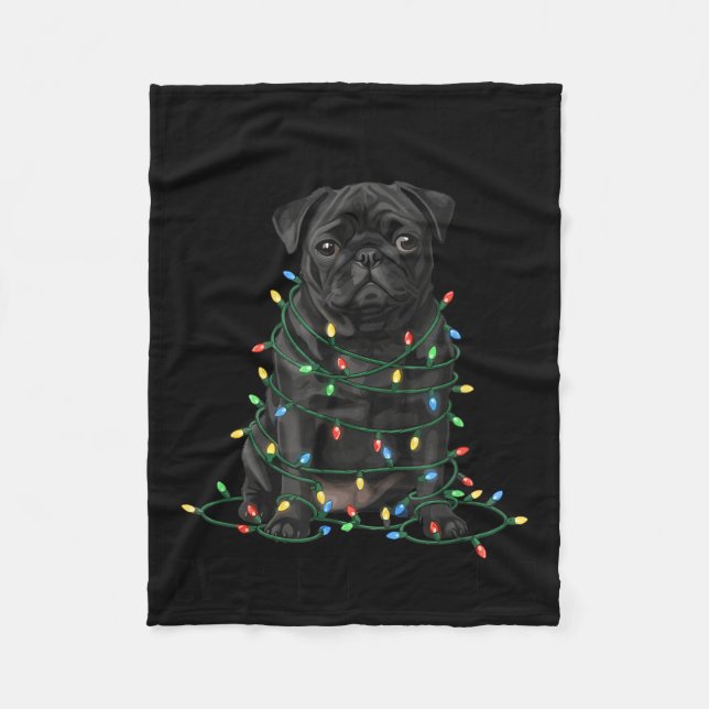 Manta Polar Black Pug Christmas I'm Fine Everything Is Fine  (Anverso)