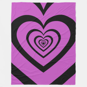 Manta Polar Black Purple Hypnotic Heart Love Pattern