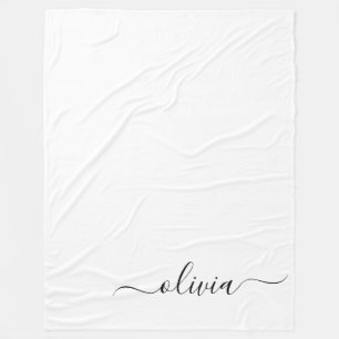 Manta Polar Black White Modern Script Girly Monograma Nombre