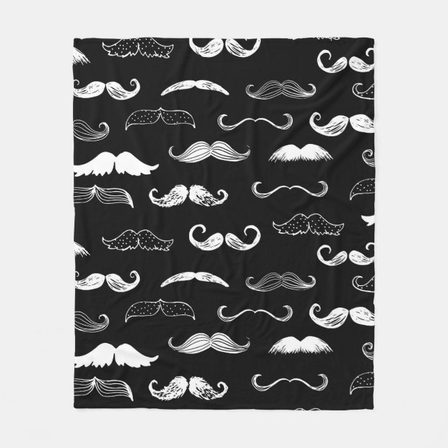 Manta Polar Black & White Moustache Seamless Repeat Background (Anverso)