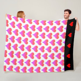 Manta Polar Black White Pink Purple Red Hearts Pattern