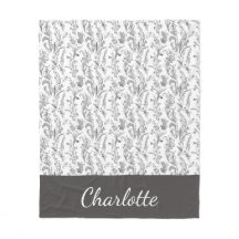 Black White Toile Floral Custom Name