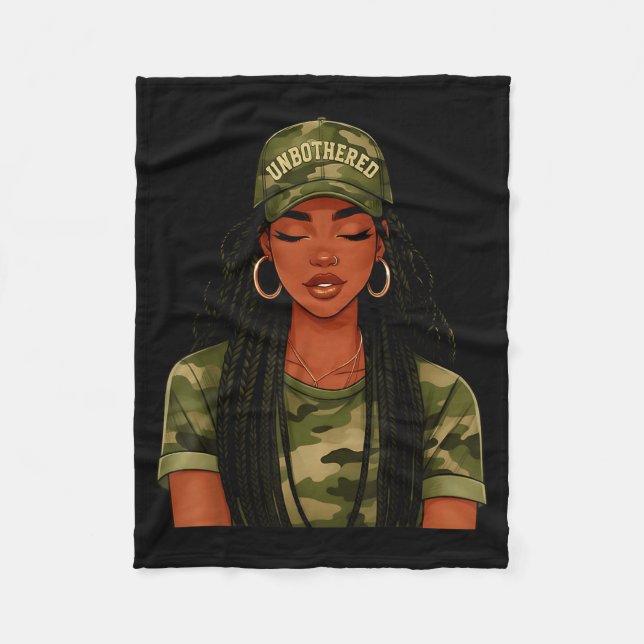 Manta Polar Black Woman Unbothered Locs Camo Girl Women Loc'd  (Anverso)