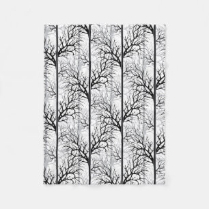 Manta Polar #Black y white #abstract , ramitas, negro y blanco