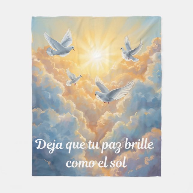 Manta Polar Blancanato de Fleece Dove de la Paz Española (Anverso)