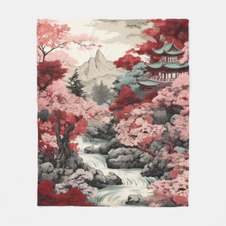 Manta Polar Blancanato de fletes de cerezo en flor japonés