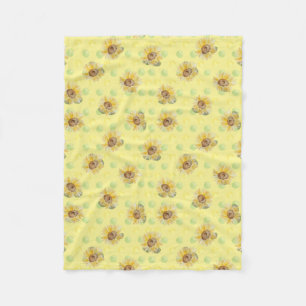 Manta Polar Blancanato de flor de girasol amarillo Polka Dot