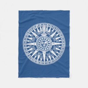 Manta Polar Blanco azul del rosa de viento del compás