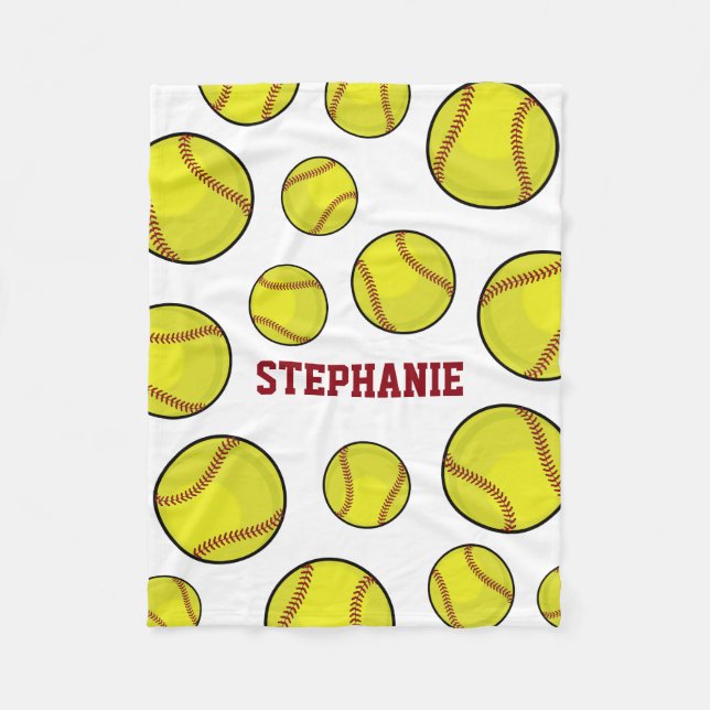 Manta Polar Blanco conocido de encargo de la fan del softball (Anverso)