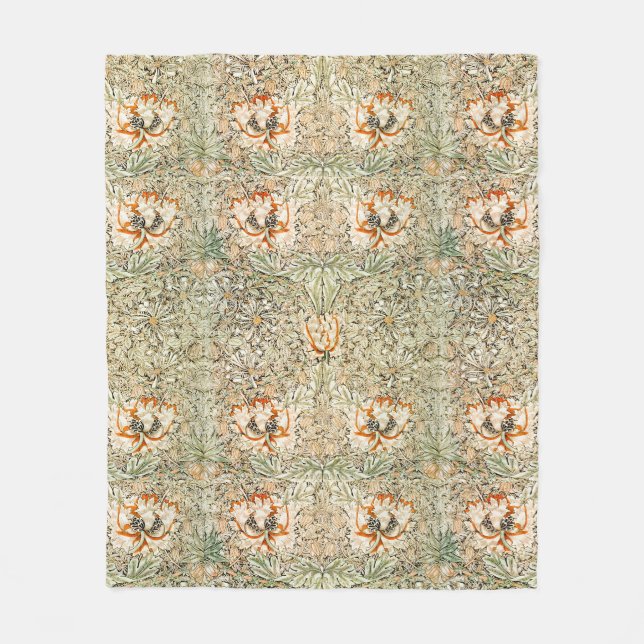 MANTA POLAR BLANCO DE LA FLECIA: WILLIAM MORRIS : MADRESELVA (Anverso)