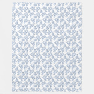 Manta Polar Blanco de la flor floral indigo azul étnico