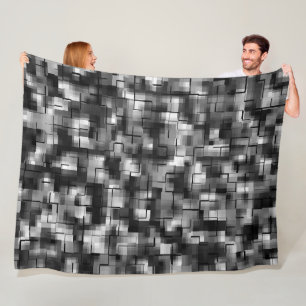 Manta Polar Blanco negro abstracto plasmado