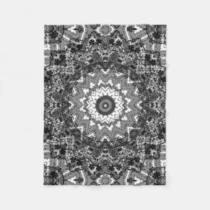 Manta Polar Blanco negro, calabaza, mandala