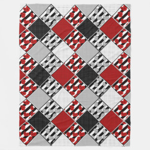 Manta Polar Blanco negro con retráctil rojo