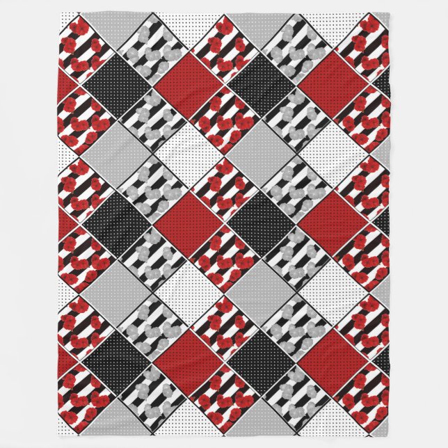 Manta Polar Blanco negro con retráctil rojo (Anverso)