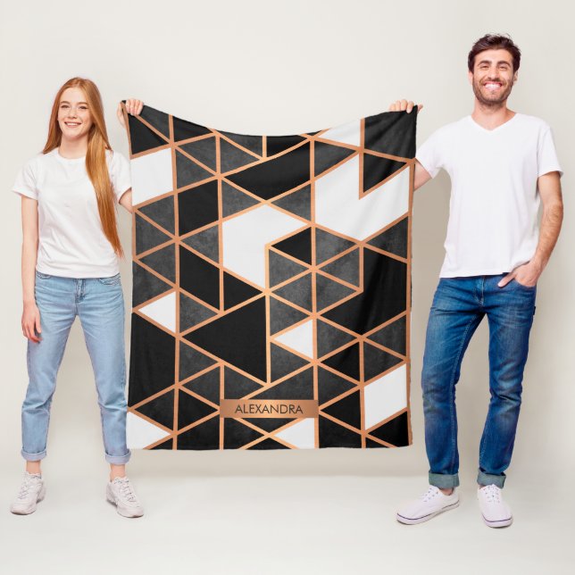 Manta Polar Blanco negro y mosaico dorado (In situ)